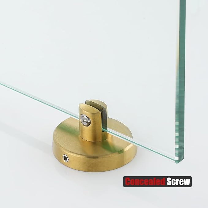 JQK Bathroom Glass Shelf Gold, Tempered Glass Shower Storage 8 by 5 inches - Image 9