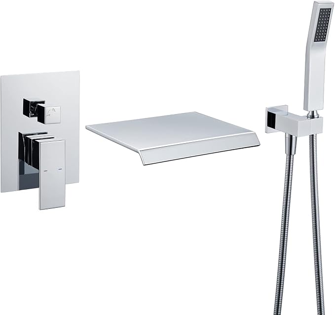 Wall Mount Tub Filler Waterfall Tub Faucet Chrome Bathtub Faucet Brass Single by wowkksanitaryware