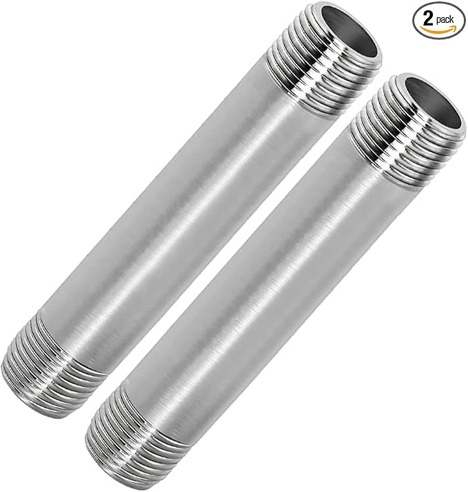 304 Stainless Steel Nipple Pipe Fitting 1/4" NPT X 1/4" NPT Male Thread Cast by Fitvell