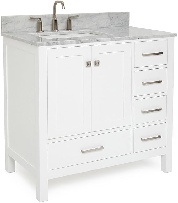 ARIEL Cambridge 37 Inch White Bathroom Vanity by Ariel