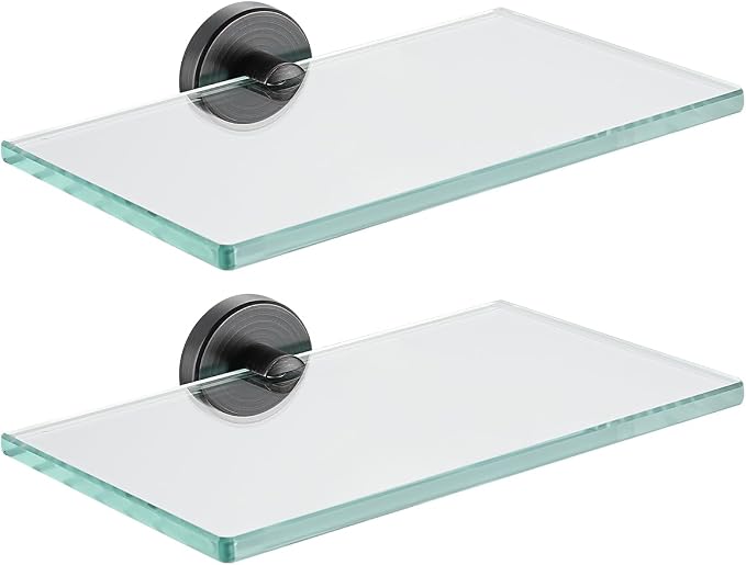 JQK Bathroom Glass Shelf Oil Rubbed Bronze, Tempered Glass Shower Storage 8 by by Homeimprovement