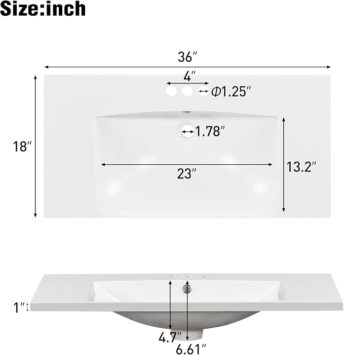 Merax 36” Bathroom Vanity with Sink, Freestanding Single Bathroom Sink Vanity - Image 6
