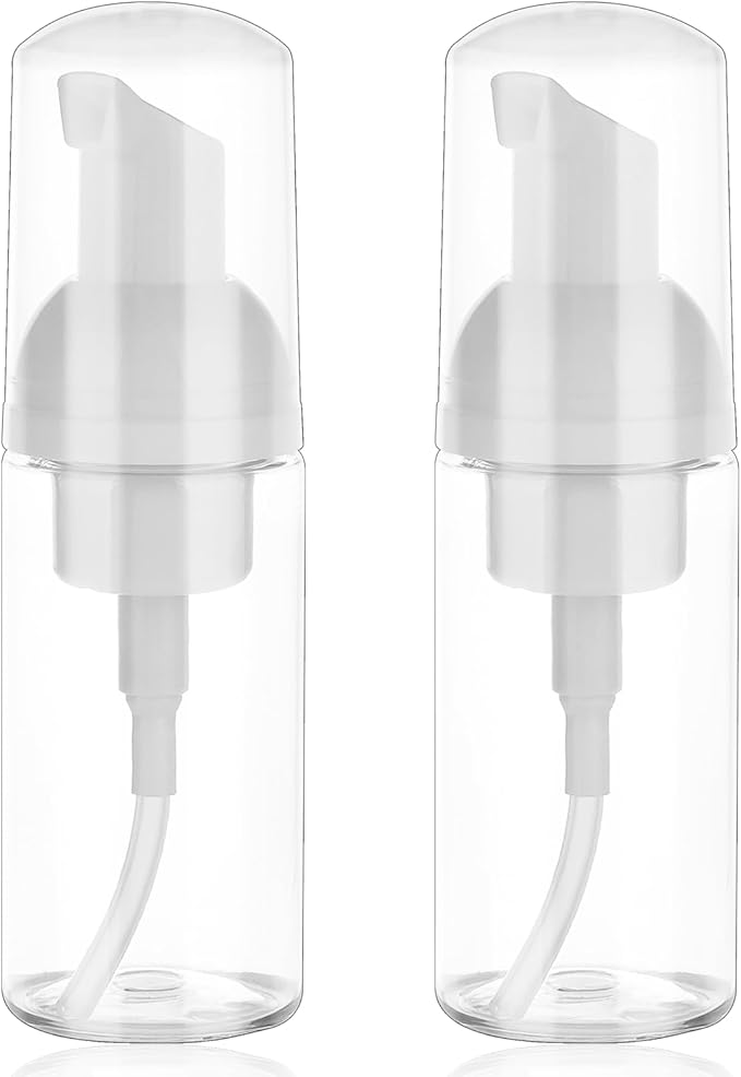 2 Pack Foam Pump Bottle Travel Small Size Mousse Foam Soap Dispenser Mini Empty by Mozeat+Lens