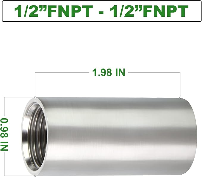 TAISHER 4PCS Stainless Steel Pipe Fittings, 1/2" NPT Female x 1/2" NPT Female - Image 2