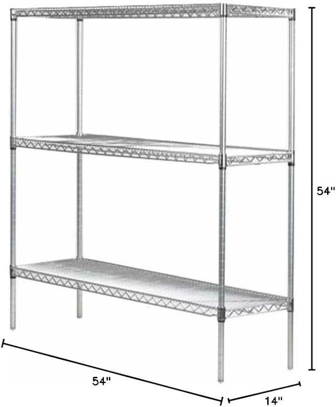 Omega 14" Deep x 54" Wide x 54" High 3 Tier Chrome Starter Shelving Unit - Image 2