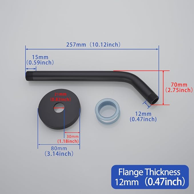 Shower Arm with Flange, Ceiling Mount Replacement Rain Shower Head Straight Arm - Image 3