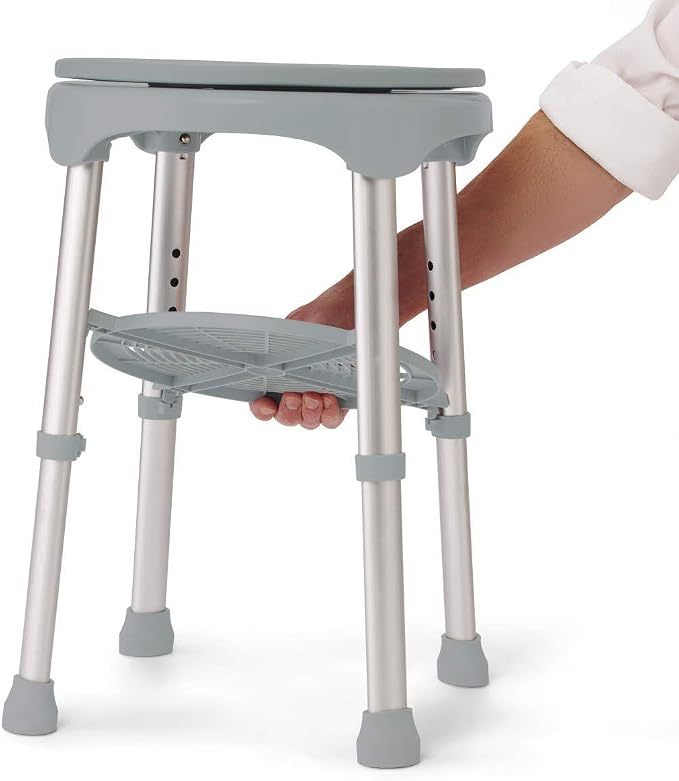 Medline Durable Aluminum Frame, Round Swivel Shower Stool, Supports up to - Image 2