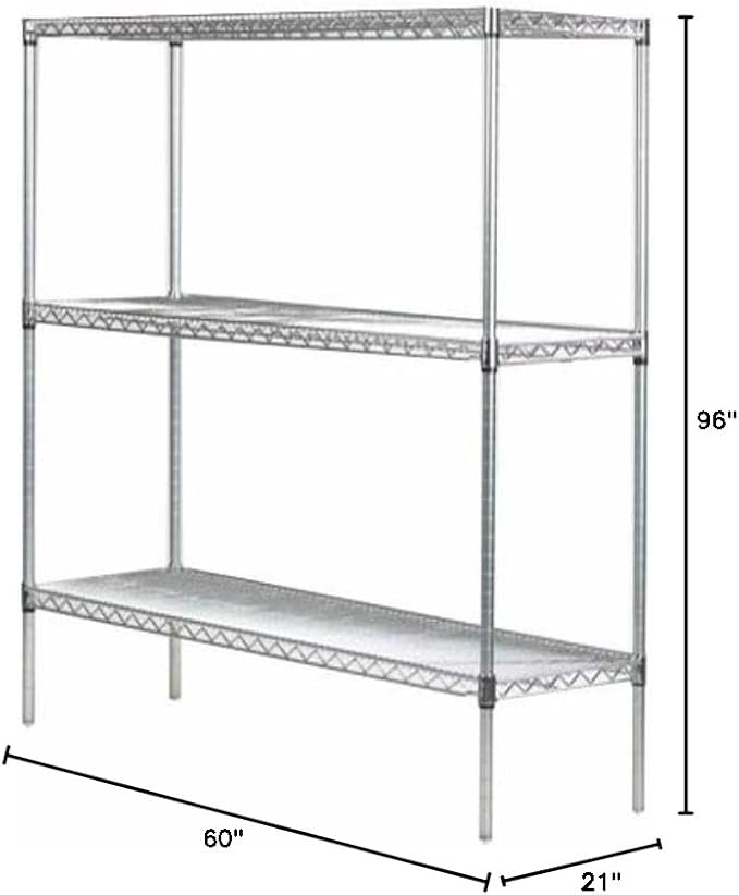 Omega 21" Deep x 60" Wide x 96" High 3 Tier Chrome Starter Shelving Unit - Image 2