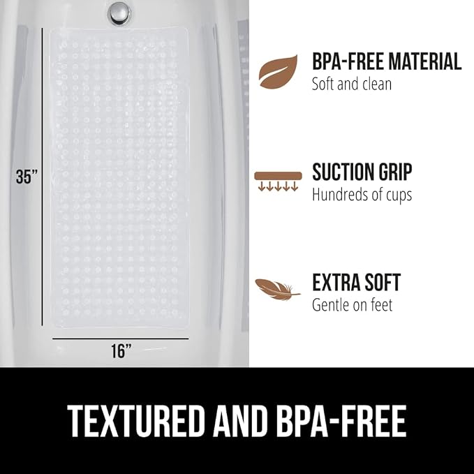 GORILLA GRIP Patented Bath Tub Shower Mat, 2 Pack, Machine Washable Bathtub - Image 5