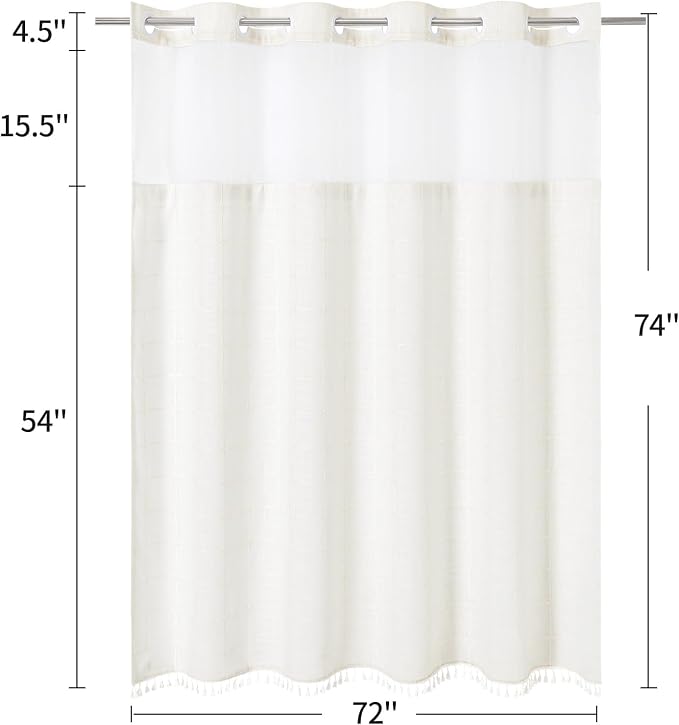MitoVilla No Hooks Required Farmhouse Shower Curtain - Image 6