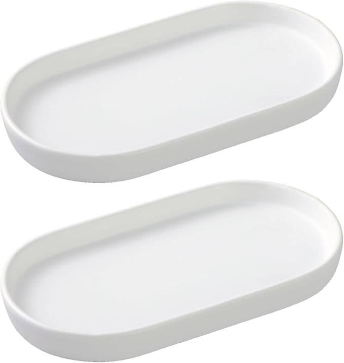 2 Pack White Round Soap Dispenser Tray by Eyrozia