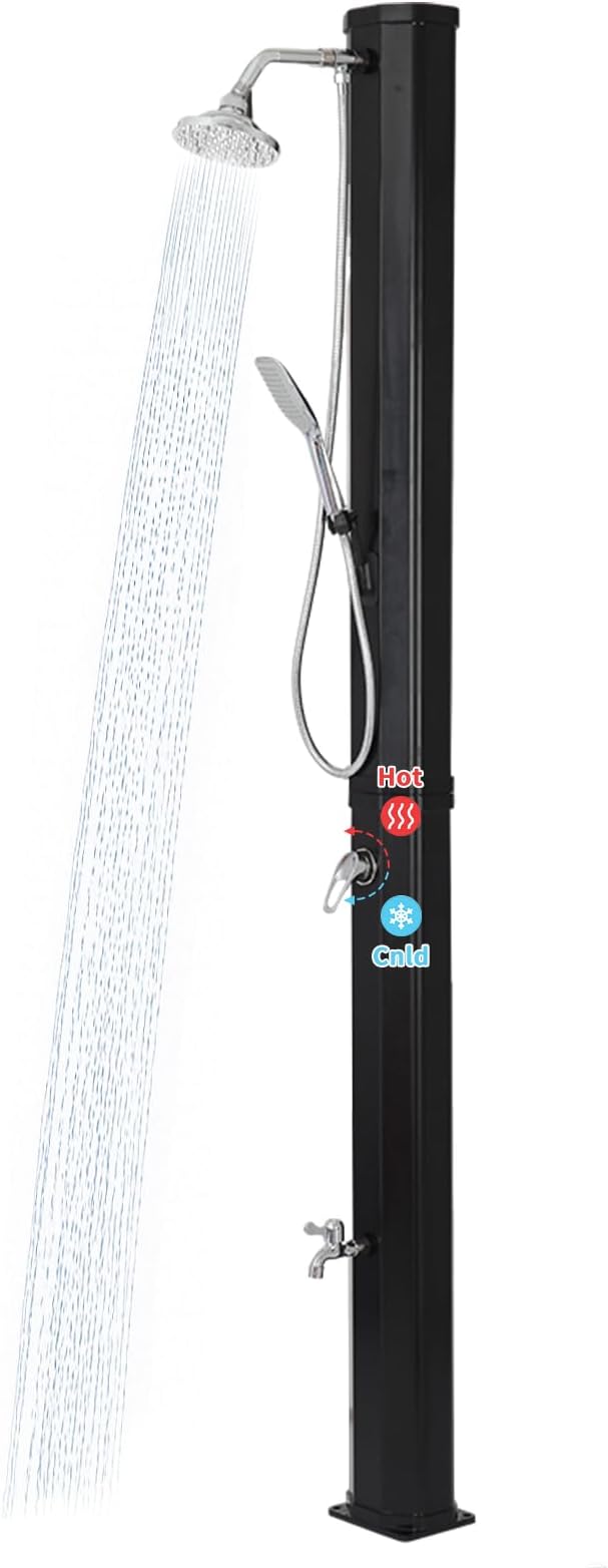 9.3 Gallon Solar Heated Outdoor Shower, 7.2FT Height, 360°Rotating Rainfall + by Nollapo