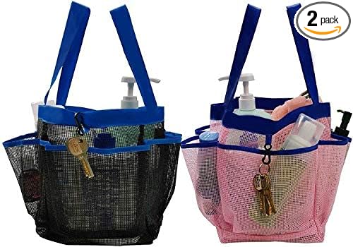 SPINFOX 2 Pack Mesh Shower Caddy, Quick Dry Shower Tote Bag Hanging Toiletry by SPINFOX