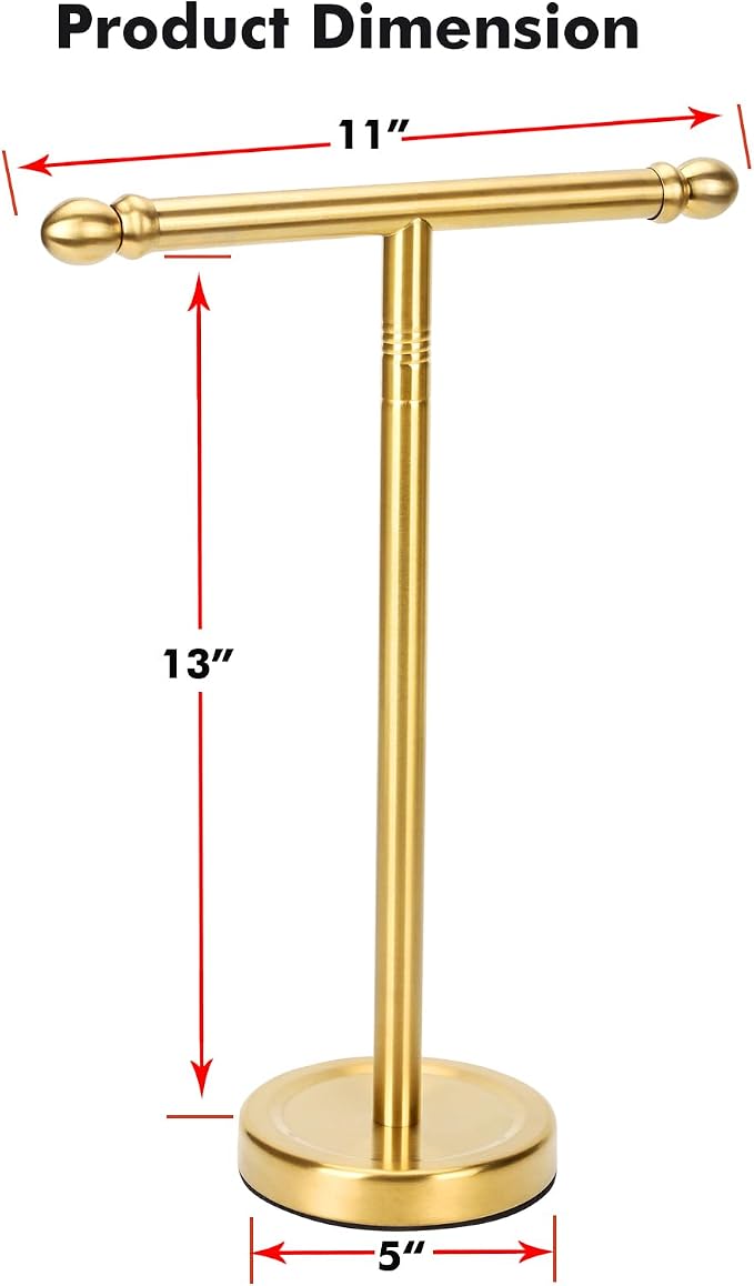 Hand Towel Holder Gold, T-Shape Hand Towel Stand - Image 7