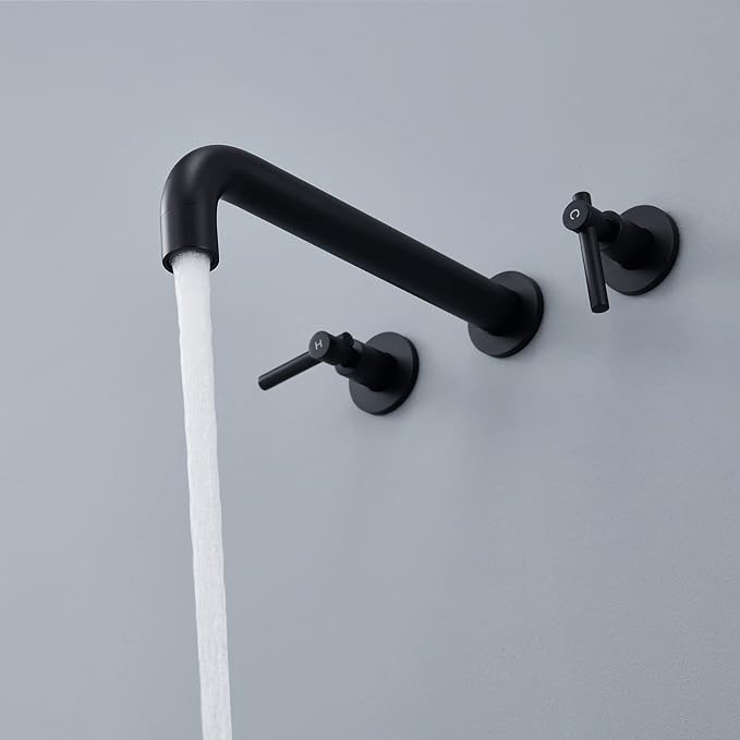 Wall Mount Tub Filler Black Tub Faucet Brass Bathroom Bathtub Faucets - Image 5