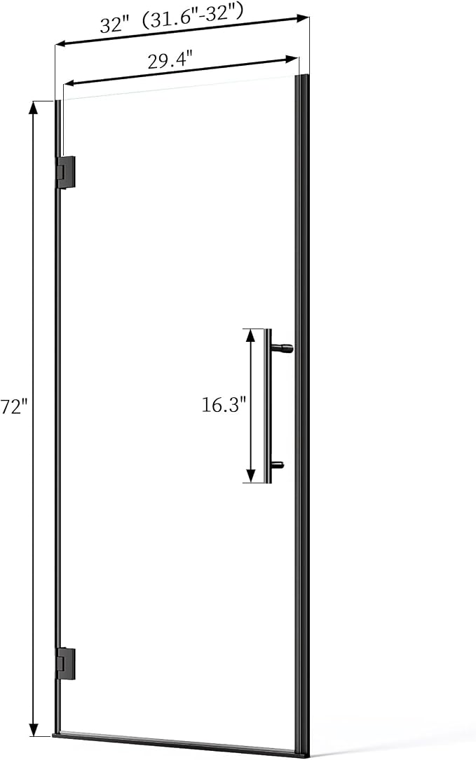 Frameless Hinged Shower Door, Single Swing Shower Panel - Image 8