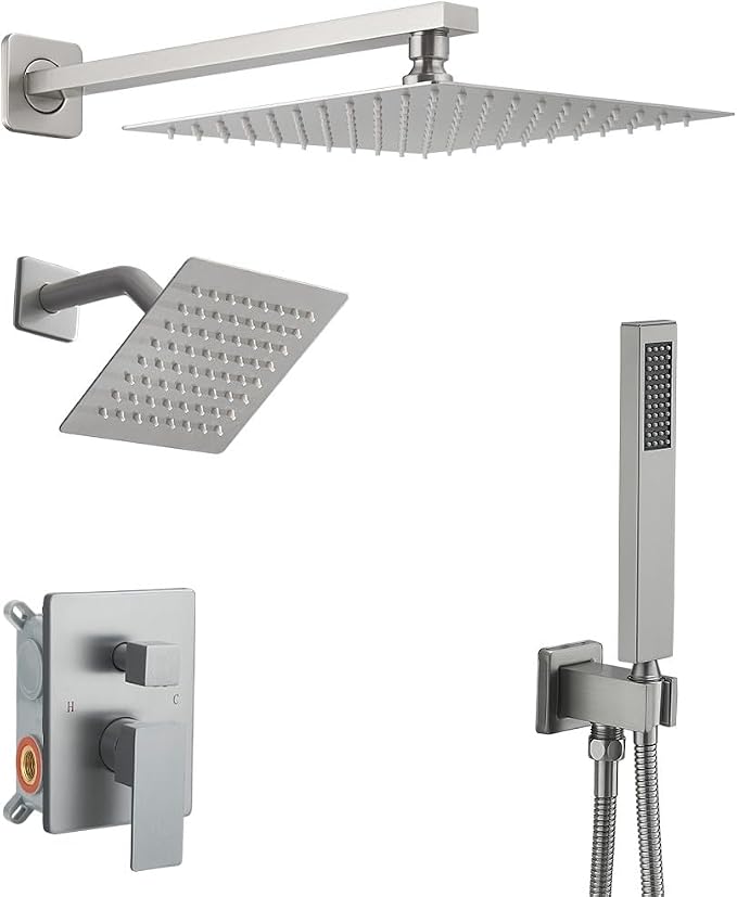 Shower Faucet Set Brushed Nickel Shower System, Knob Switch Diverter Shower by YCAIKOI