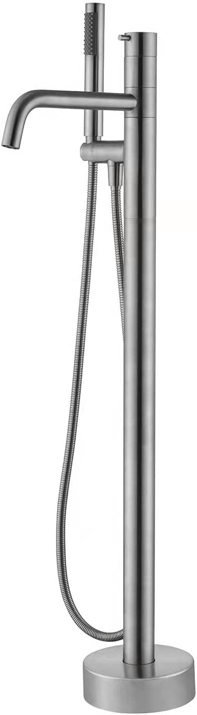 Freestanding Bathtub Faucet Floor Mount Tub Filler Brushed Nickel Brass Single by ArtiquaSanitaryWare