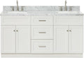 ARIEL Hamlet 67" White Double Vanity, 1.5" Edge Italian Carrara Marble by Ariel