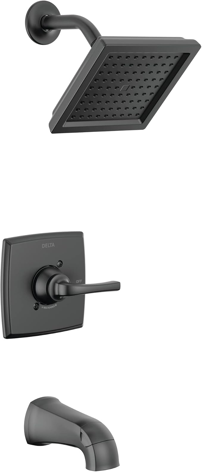 Delta Geist 14 Series Square Bathtub and Shower Faucet Set, Matte Black Shower by DeltaFaucet