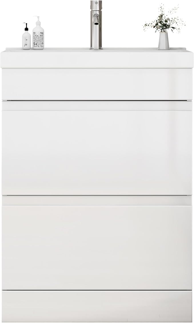 24-Inch Bathroom Vanity with Ceramic Sink Combo, Freestanding Modern Bathroom - Image 7