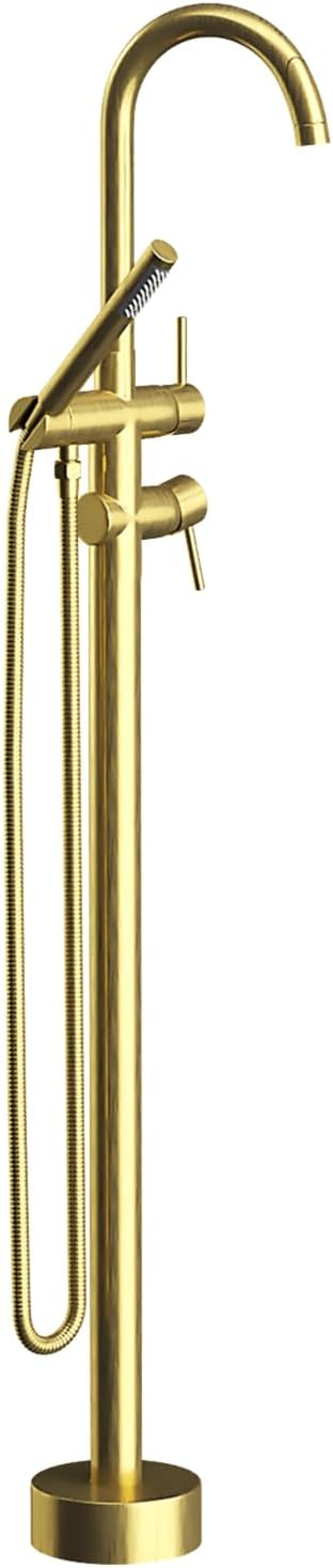 Freestanding Bathtub Faucet, Tub Filler Floor Mount Stand Bathtub Faucet Brass by Unknown