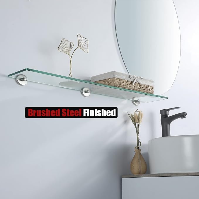 JQK Bathroom Glass Shelf, Tempered Glass Shower Storage 30 by 5 inches - Image 4