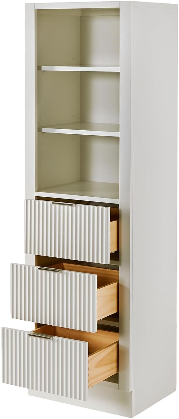 ARIEL Milan Bathroom Storage Cabinet 65”H x 20”W x 16”D Warm White - Image 2