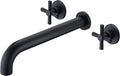 SUMERAIN Wall Mount Tub Filler Matte Black Bathtub Faucet High Flow Two Cross by SUMERAINFAUCETS