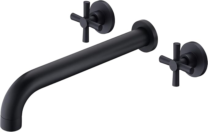 SUMERAIN Wall Mount Tub Filler Matte Black Bathtub Faucet High Flow Two Cross by SUMERAINFAUCETS