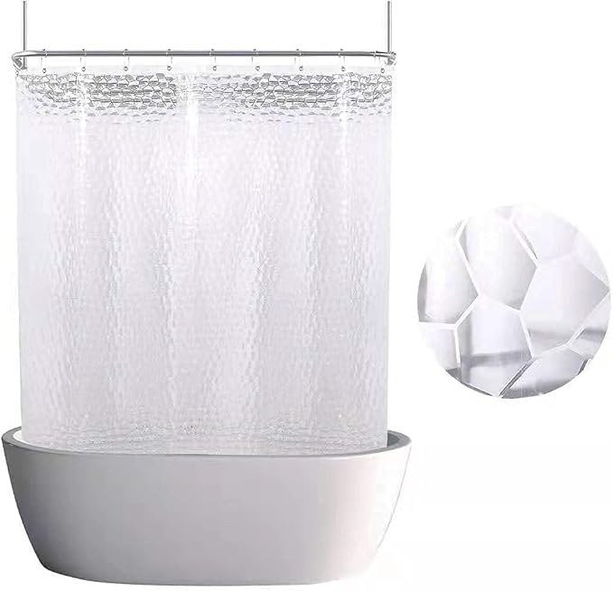 Clawfoot Tub Clear Shower Curtain Liner Extra Wide Warp Around, Plastic EVA - Image 2