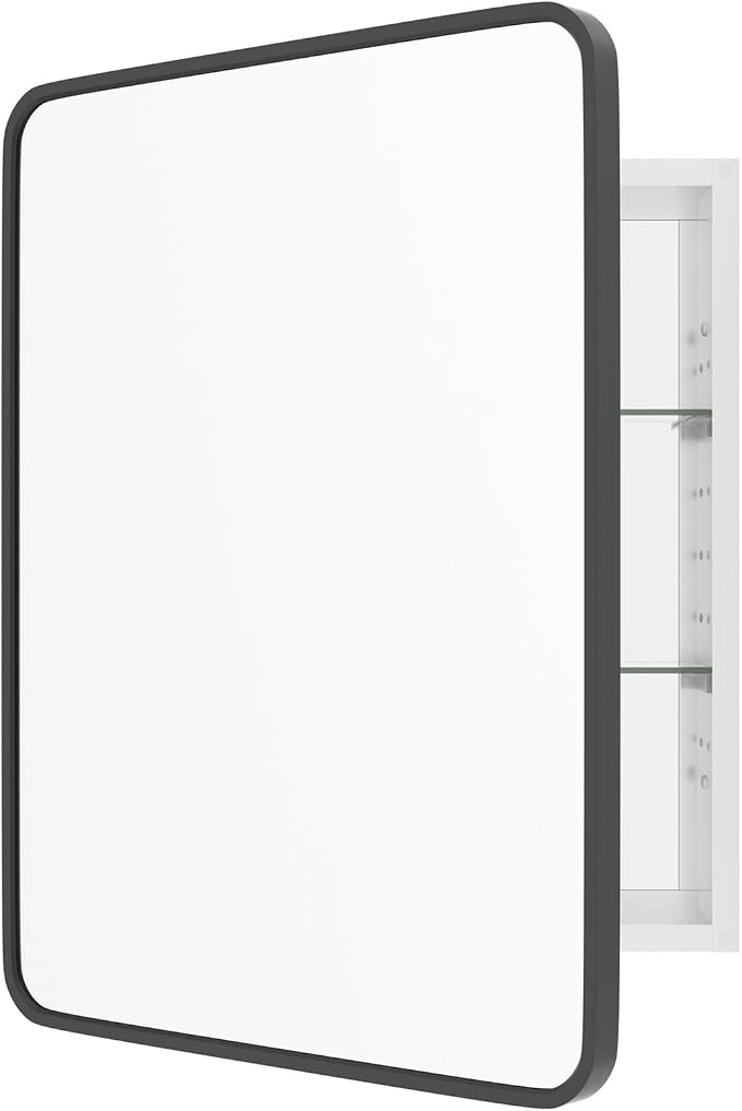 WallBeyond Bathroom 22x28 Inch Black Recessed Medicine Cabinet by WallBeyond