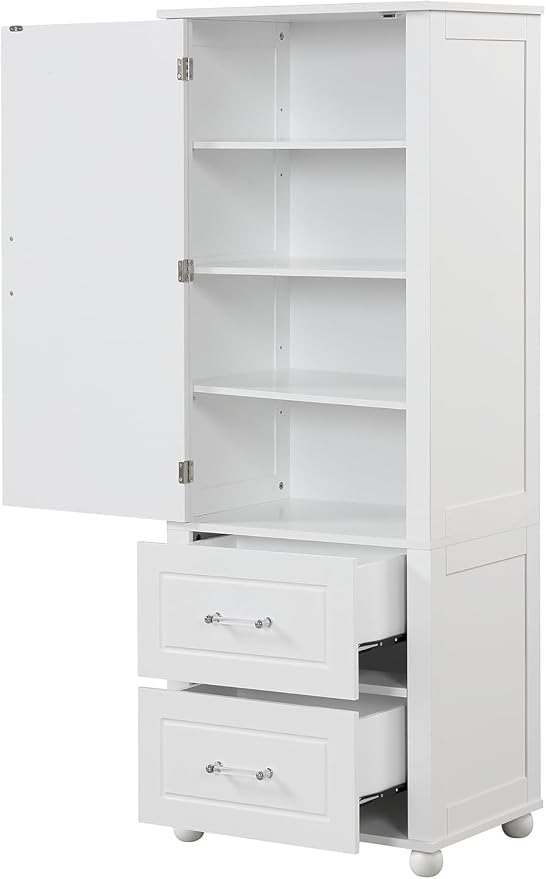 Tall Bathroom Storage Cabinet, Wood Bathroom Kitchen Pantry Cabinet - Image 7