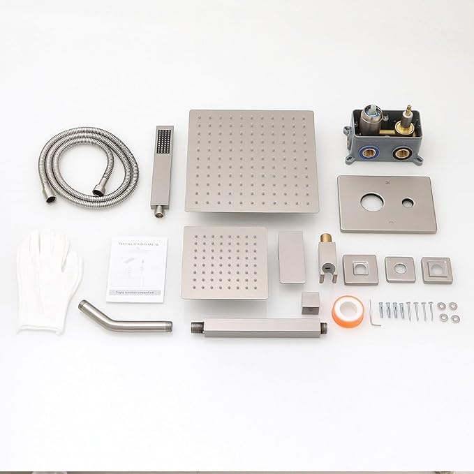 Brushed Nickel Shower System, Knob Switch Diverter Shower Faucet Set - Image 8