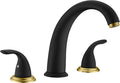 SUMERAIN Roman Tub Faucet Black and Gold Widespread 2 Handle Bathtub Faucet by SUMERAINFAUCETS