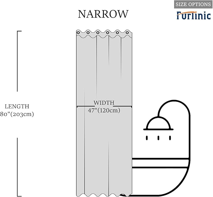 Furlinic Stall Size Shower Curtain No Hooks Needed, Half Size Polyester Fabric - Image 6