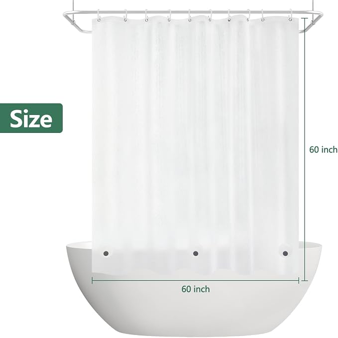 60 x 60 inch Small EVA Frosted Shower Curtain Liner, Bpa-Free Shower Curtain - Image 7