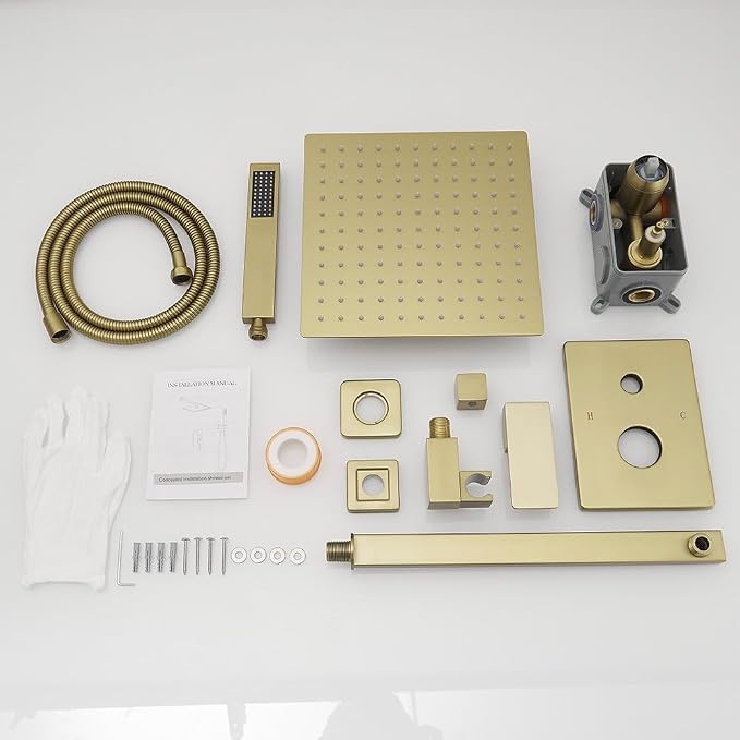 Brushed Gold Shower System YCAIKOI Wall Mount Shower Faucet Set - Image 7