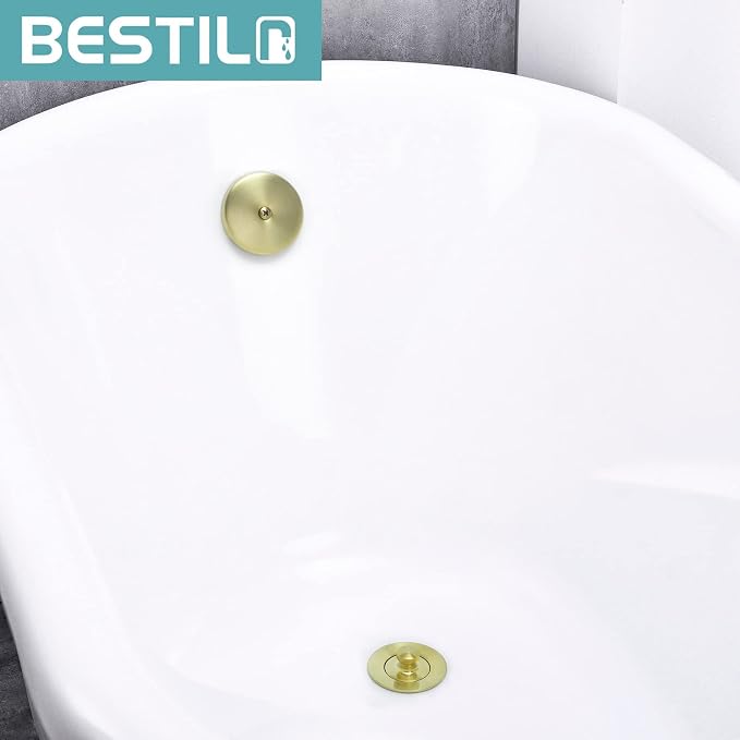 BESTILL Bathtub Drain Kit and Overflow Faceplate, Brushed Gold - Image 2