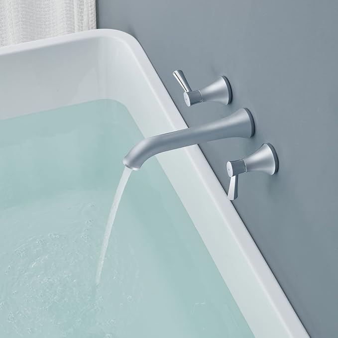 Wall Mount Tub Filler, Roman Tub Faucet Polished Chrome Brass Bathtub Faucets - Image 8