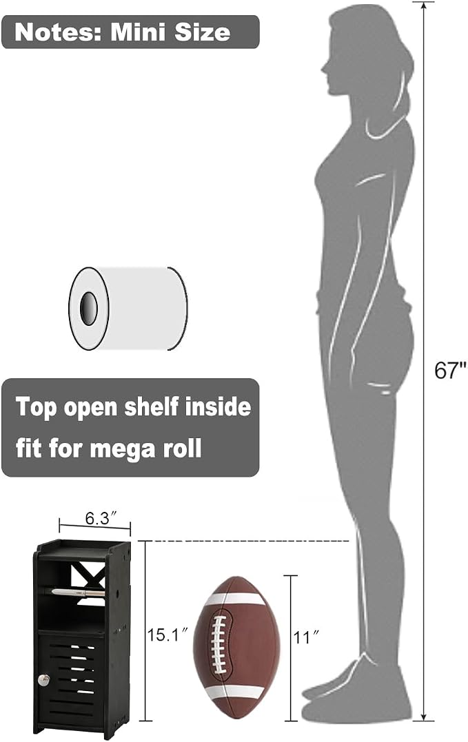 AOJEZOR Toilet Paper Holder Stand: PVC Freestanding Bathroom Cabinet Storage - Image 2
