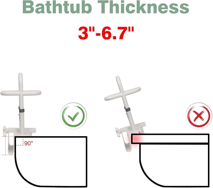 YEEGO DIRECT Bathtub Safety Rail, Height Adjustable Shower Bathtub Grab Bars - Image 5