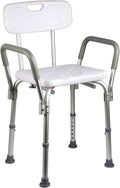 Shower Chair with Back and Padded Arms, Adjustable Height Shower and Bath Bench by Unknown