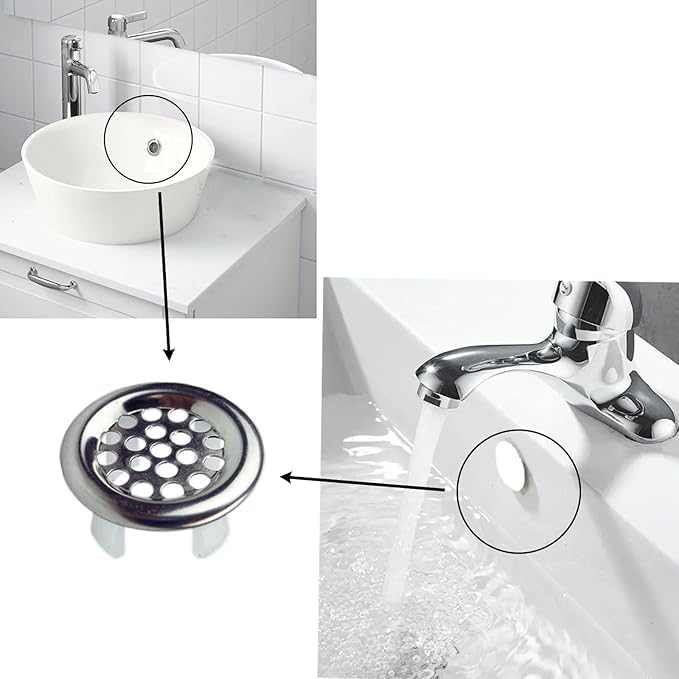 4 Pack Sink Overflow Trim-Ring Stainless Steel Bathroom Kitchen Basin Hole - Image 3