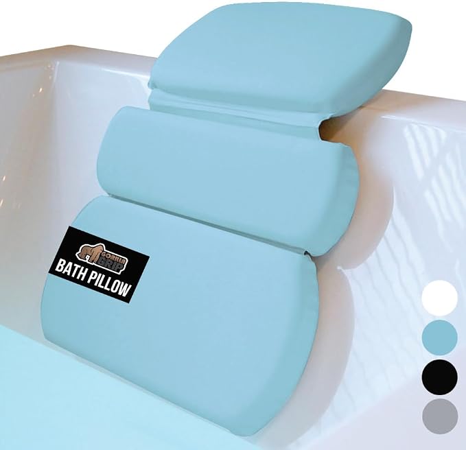 GORILLA GRIP Bath Pillow for Tub, Improved Suction Cups, Luxury Bathtub Pillows by GorillaGrip