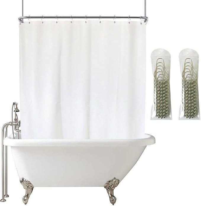 YISURE White Shower Curtain for Clawfoot Tub, 180x70 Wrap Around Liner by YISURE