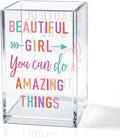 Beautiful Girl You Can Do Amazing Things Acrylic Cosmetic Holder, Inspirational by QYUVK