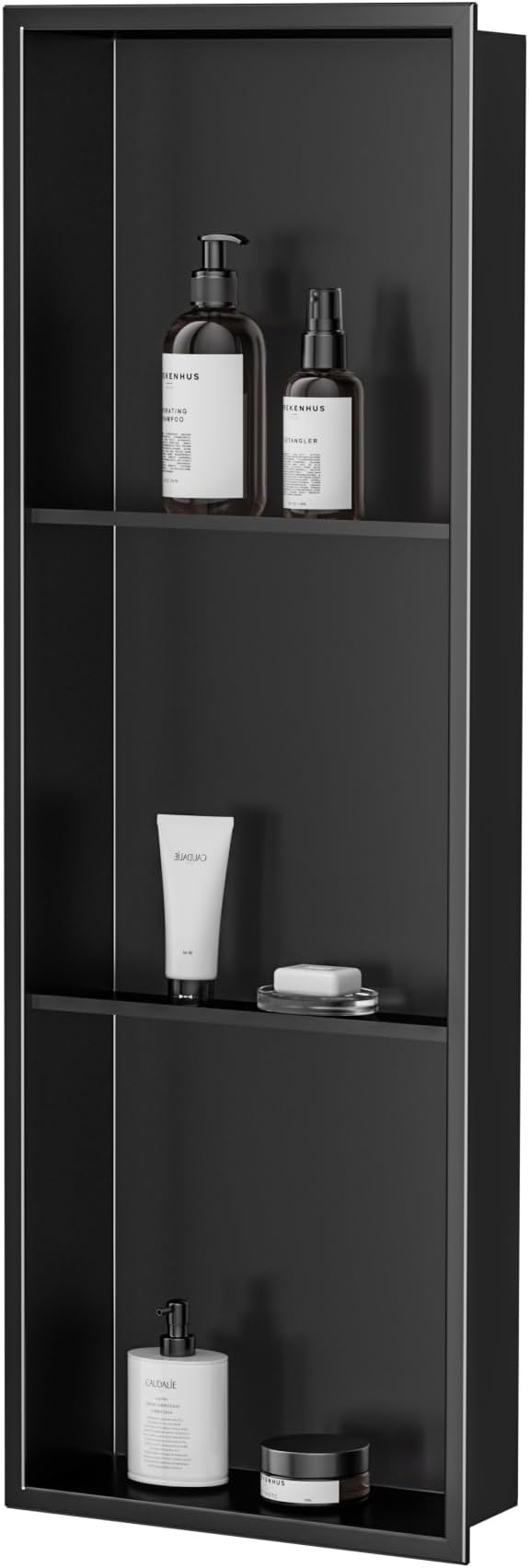 Neodrain 3-Tier 12X36 Inch Recessed Shower Niche Tile Ready, Matte Black - Image 8