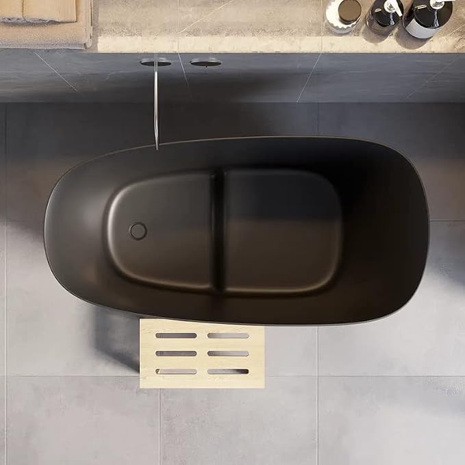 47" Freestanding Soaking Bathtub Modern Oblique Deep Stone Resin Japanese - Image 4