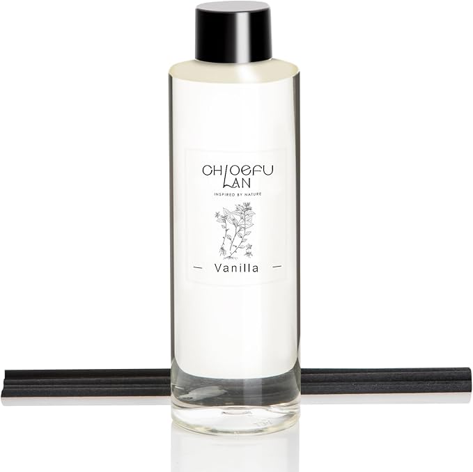 Chloefu LAN Vanilla Scented Oil Reéd Diffuser Refill 200ml/6.76 fl oz Natural by ChloefuLANScentedCandles